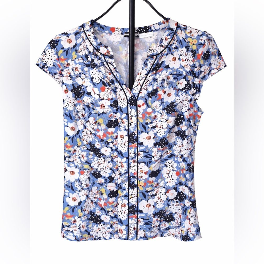 Tommy Hilfiger Floral Print Blouse - Blue and White Size M